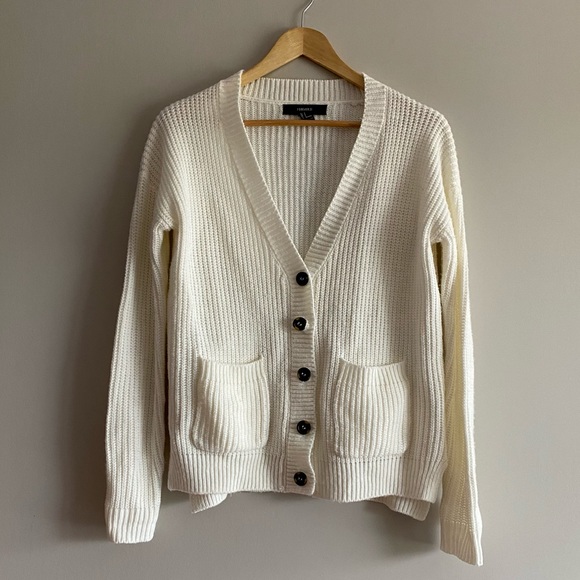 Forever 21 Sweaters - Forever 21 White Knit Button Up Cardigan